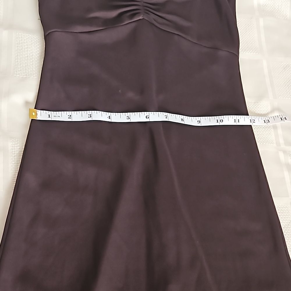 Talula Babaton Sweetheart Neckline, Straps Asymmetric Hem Midi Dress Brown XS - Picture 9 of 16